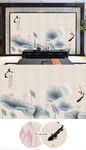 中国风荷花电视墙背景墙