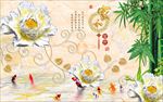 家和富贵九鱼浮雕背景墙