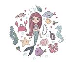 美人鱼手绘矢量素材