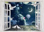 窗外梦幻星空3D立体背景墙壁画