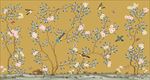 大型手绘工笔花鸟图背景墙壁画