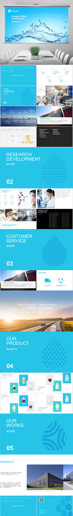 原创蓝色简洁净水公司PPT