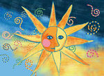 家纺床品手绘抽象油画太阳图案