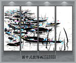 水乡抽象水墨山水画