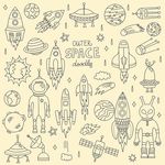 线性手绘宇宙太空矢量素材