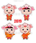 卡通猪年福娃拜年