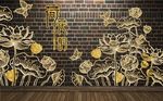新中式古韵金箔背景墙