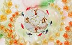 大理石油画锦鲤花纹背景墙