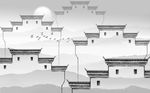水墨江南徽派建筑背景墙