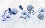 现代手绘扶桑花背景墙