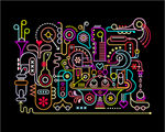 酒吧霓虹灯线条插画系列11