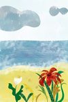 清新沙滩海洋花朵装饰画