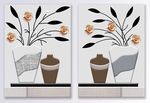 现代简约浮雕花卉二联装饰画