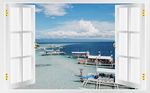 清爽夏日油画海景背景墙