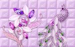 3D紫色水晶花卉钻石孔雀背景墙
