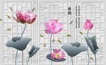 浮雕荷花背景墙