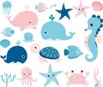 海底世界海洋动物矢量插画素材