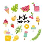 夏季夏天矢量图标DIY插画素材