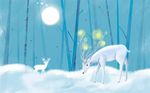手绘雪地麋鹿背景墙