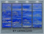 重彩金线山水抽象油画