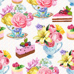 服装手绘杯子花卉蛋糕图案素材