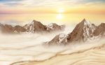 山水日出抽象云海风景背景墙