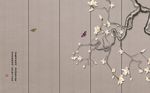 手绘梅花工笔花鸟山水背景墙