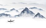 抽象远山意境山水背景墙