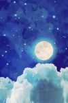 现代梦幻圆月夜装饰画