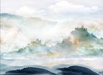 大理石石纹山水海纳百川背景墙