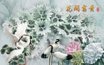 松鹤延年玉雕电视背景墙