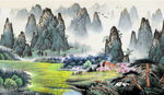 电视背景墙 国画山水