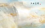 山水瀑布大理石纹背景墙