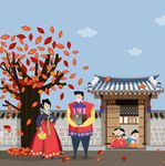 韩国传统新年新春喜庆插画设计
