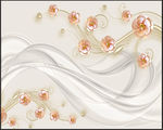 3D浮雕花卉线条绸缎珠宝背景