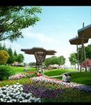 苏州园林-公园雕塑绿化效果图