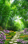 竹林风景玄关屏风背景底纹素材