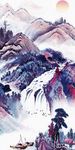 山水流水装饰画