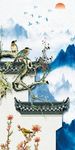 山水风景小鸟装饰画