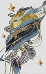 山水金色飞鸟线条画