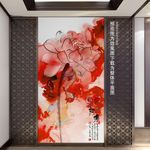 红色荷花抽象画