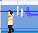 人物从管道旁边走过11秒动画