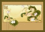 矢量古典荷花绘画