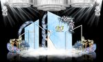 蓝色大理石纹婚礼主题舞台效果图