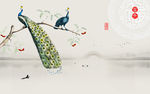 孔雀花鸟中国风背景墙