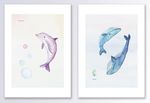 北欧海洋生物海豚鲨鱼装饰画