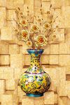 黄色青花瓷金色花朵装饰画