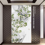 玉兰花鸟山水