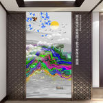 彩色手绘花鸟山水