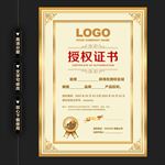 时尚高档金色商业授权证书